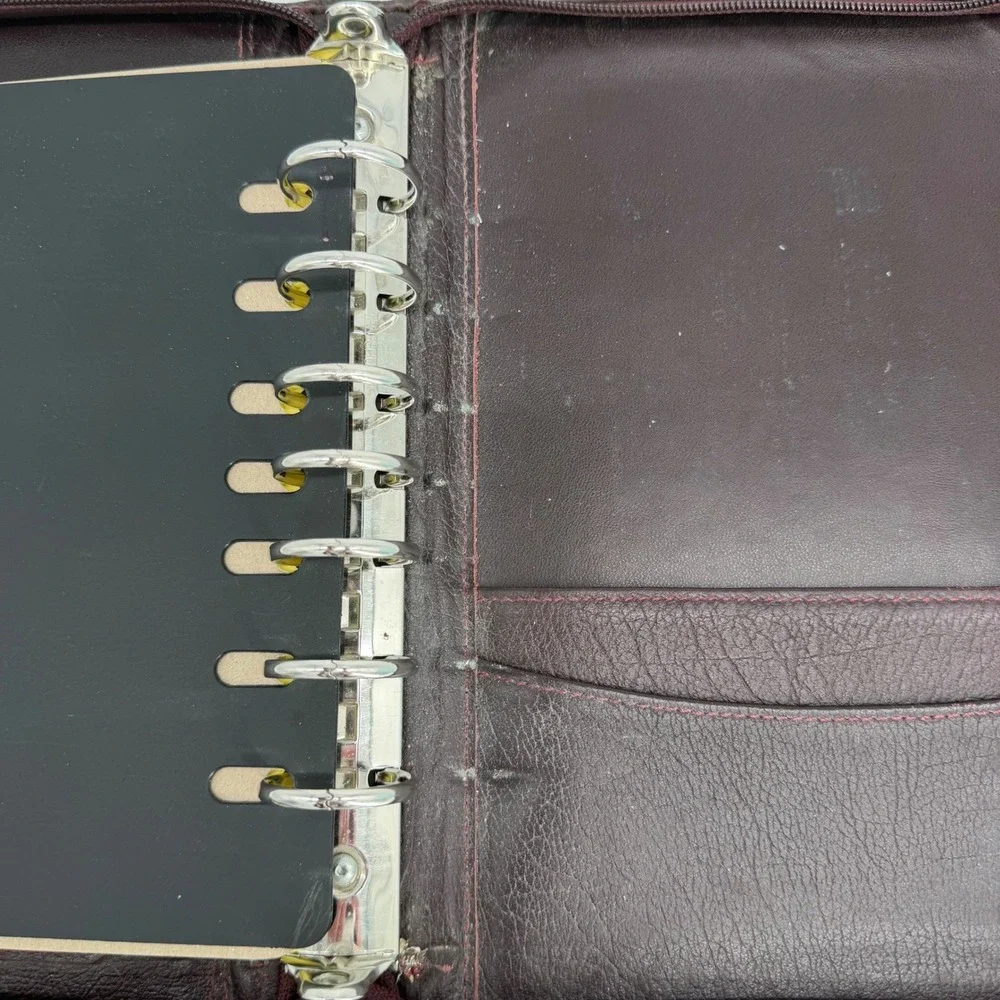 Vintage Franklin Covey Burgundy Leather Zip Planner Binder Organizer USA